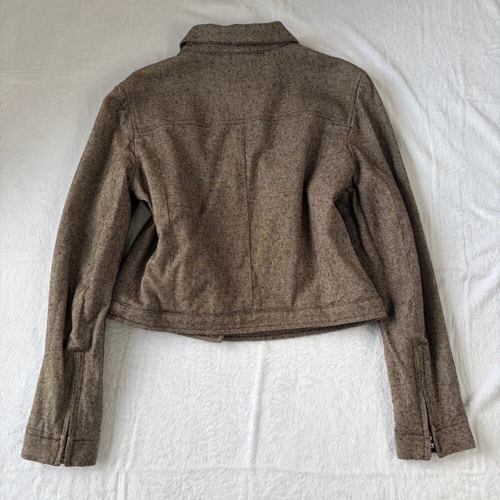 VTG GAP Cropped Harrington Jacket Women's M Brown Wool Blend Rare Minimalist Y2K - Picture 2 of 12